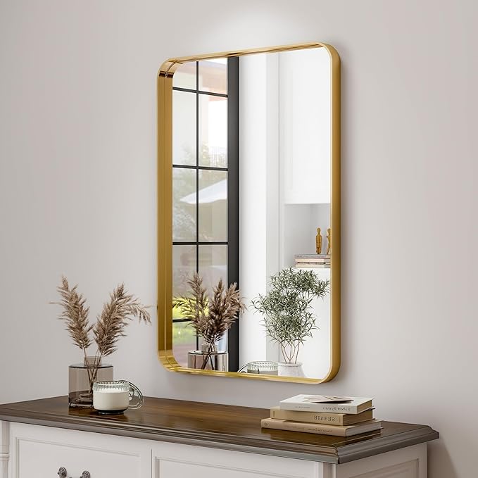 Easly 30 x 22 Inch Gold Bathroom Mirror