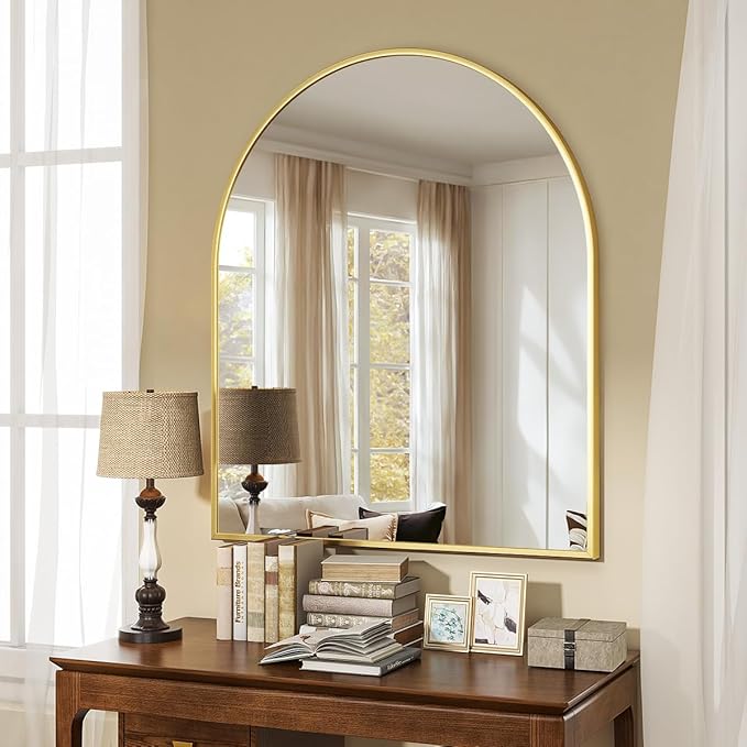 VooBang Arched Wall Mirror, 26 x 28 inch Arch Bathroom Mirror, Wall Mounted