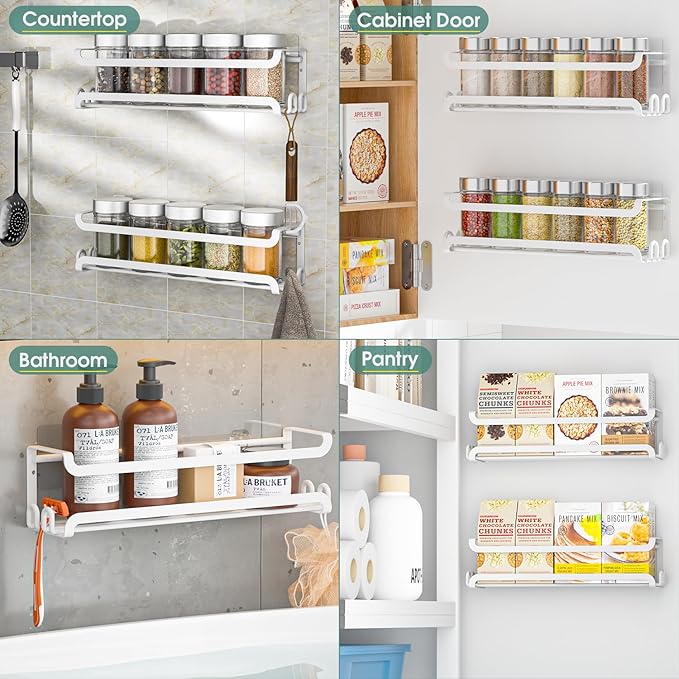 LUCYCAZ 2 Pack Wall Mounted Spice Rack