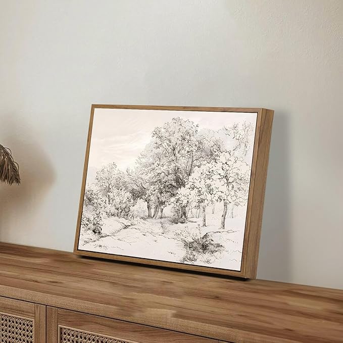 OIQArtOIQ Vintage Landscape Canvas Wall Art Framed Natural Scenery Painting