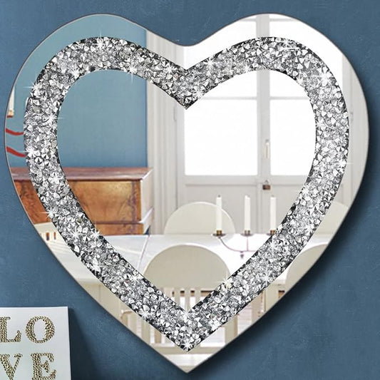 DMDFIRST Crystal Crush Diamond Heart Shaped Silver Mirror