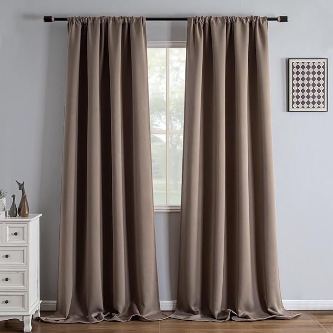 IGEMAEVE Blackout Curtains 96 Inch Length 2 Panels Set, Rod Pocket Energy