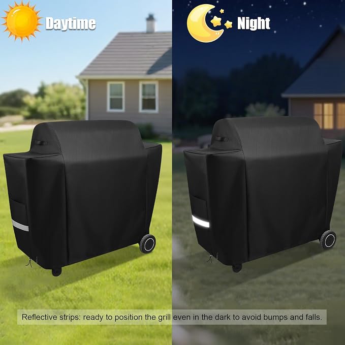 QuliMetal Grill Cover for Traeger Ironwood 885 Wood Pellet Grill, BAC513, Heavy Duty Premium Waterproof Fade Resistant Outdoor BBQ Grill Cover with Elastic Drawstrings, Full Length, Black
