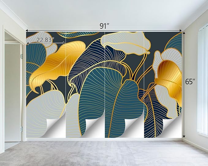 Golden Botanical Leaf wallpeper Living Room Bedroom wall Mural
