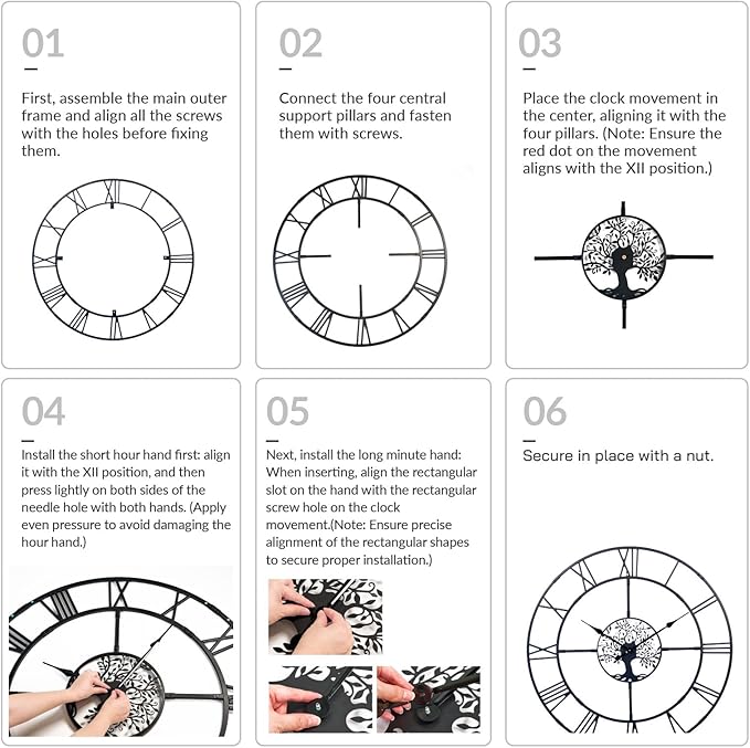 40 Inch Large Wall Clock for Living Room – Black Metal Clock