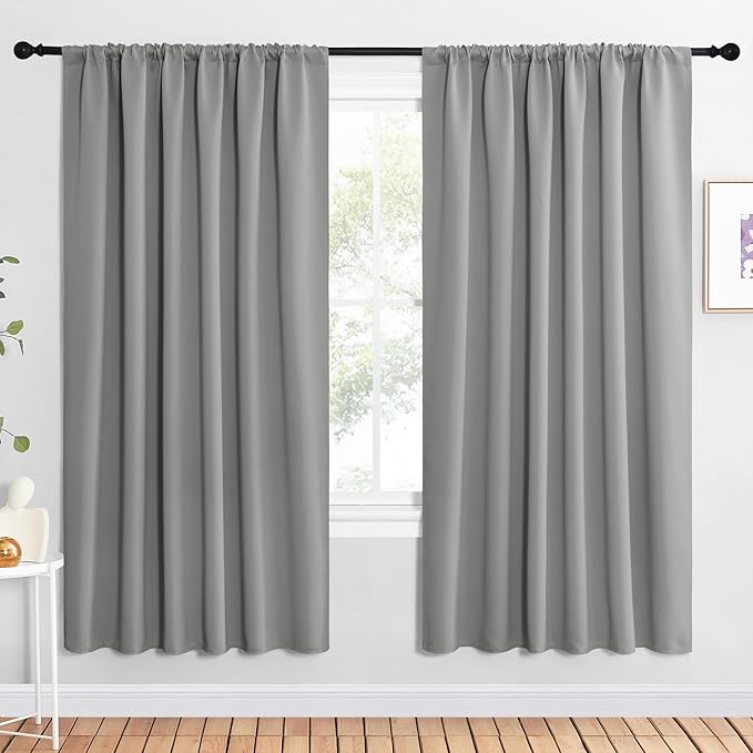 NICETOWN 2 Panels Blackout Curtains, Rod Pocket Window Curtains Room Darkning