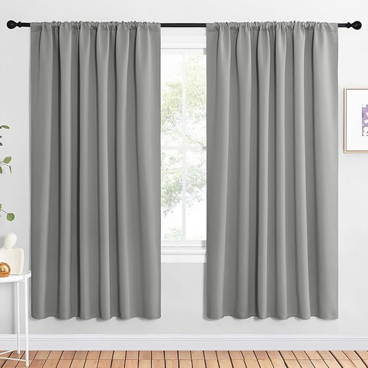 NICETOWN 2 Panels Blackout Curtains, Rod Pocket Window Curtains Room Darkning