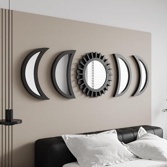 WAKOSAN Wall Mirror, Moon Phase Mirror Set, Wall Decor