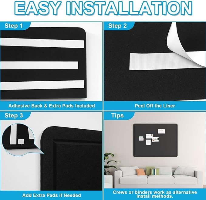 Large Felt Bulletin Board for Wall, Soft Felt Cork Board for Office, Home