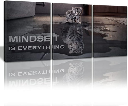 Mindset is Everything Motivational Wall Art, KAWAHONE Inspirational