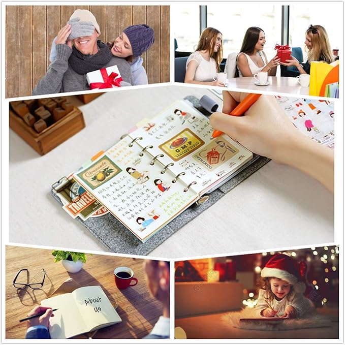A7 Planner Refill,4 Pcs per Set, 360pages, Plain Blank Paper, with Label Stickers Gift,Mini Binder Refills,6 hole/100gsm Thick Paper/4.84 x 3.23'', Harphia