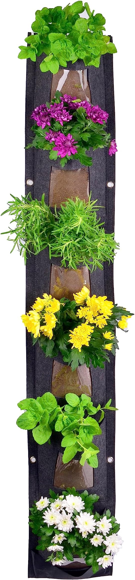6 Pocket Vertical Grow Bag, Hanging Wall Garden Planter, Indoor Outdoor