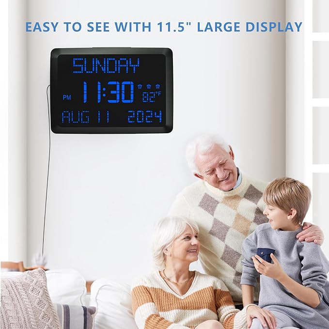 Raynic Digital Clock, 11.5" Large Display Calendar Clock