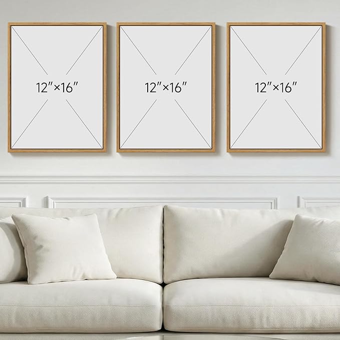 3 Piece Framed Minimalist Boho Canvas Wall Art