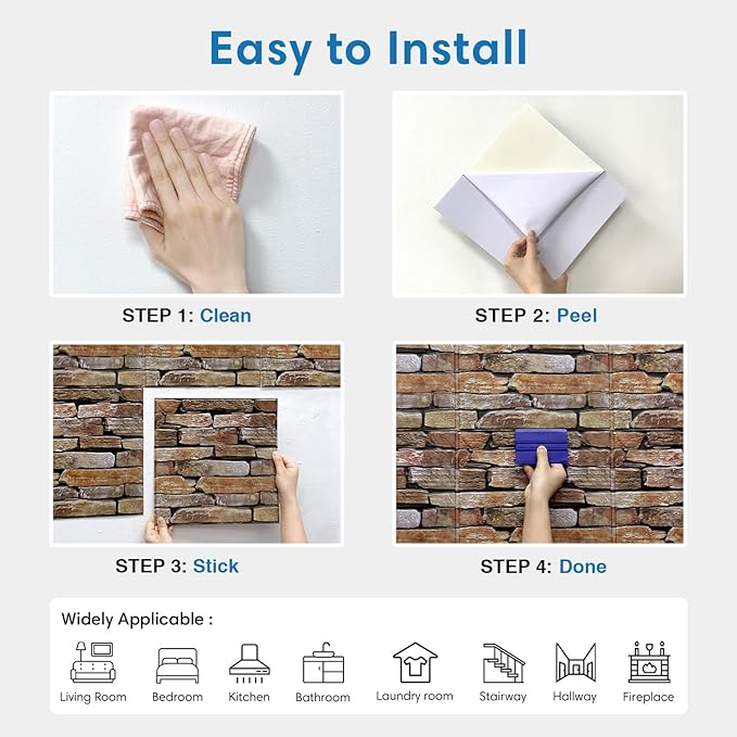 COMSTICKC 3D Faux Stone Wall Panel Peel and Stick Wall Sticker, Ultra-Light