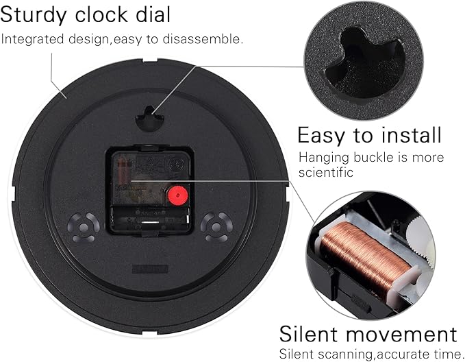 Wall Clock, 8 Inch Silent Sweep Movement Accurate Small Clocks Kitchen/Living