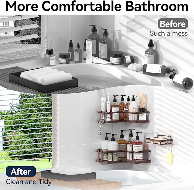 YASONIC Shower Caddy Corner, No Drilling Shower Organizer Corner