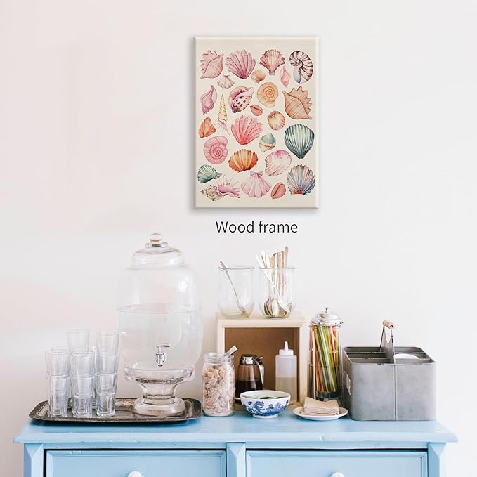 Pink Seashell Posters Coastal Cowgirl Canvas Wall Art Trendy Beach Starfish