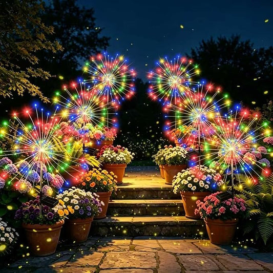 Solar Garden Lights Outdoor Decorative, 6pack 120 LED Firework Lights Waterproofï¼Solar Fairy Lights for Outside,Garden,Yard, Patio,Pathway,Flowerbed,Party(Multicolor)