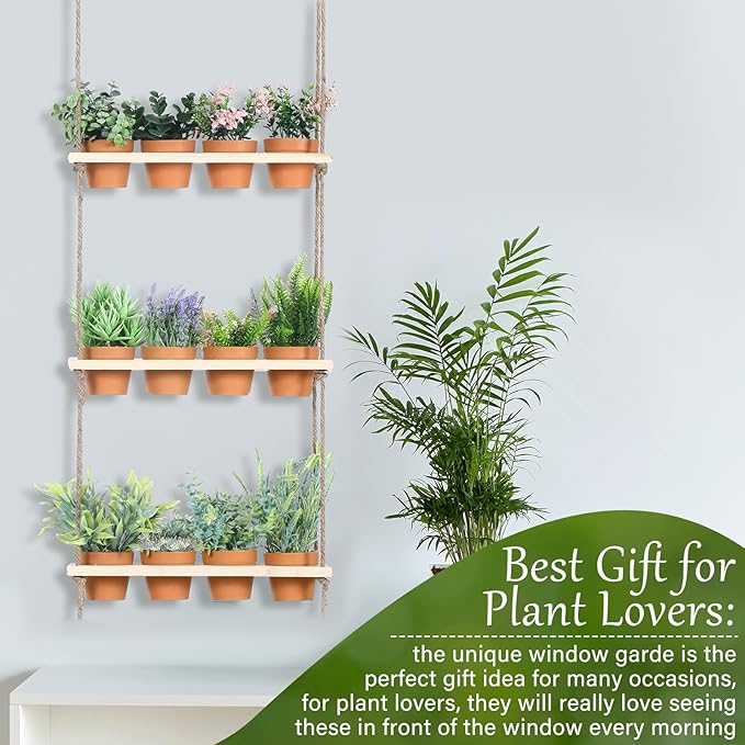 FillTouch 3 Tiered Hanging Herb Planters Hanging Herb Garden Wall