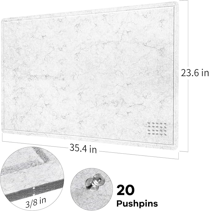 Lightomorrow Bulletin Board, 36 x 24 inches Felt Board
