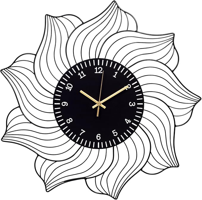 22 Inch Flower Wall Clock, Silent Non-Ticking Battery Operated Modern