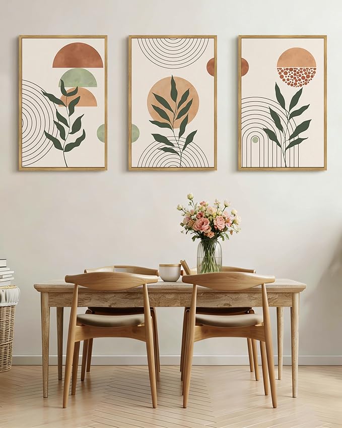 PHOPAGO Boho Wall Art Sage Plant Botanical Bohemain Framed Wall Printing Large