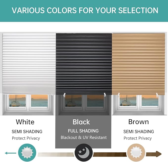 Changshade 12 Pack Temporary Shades, Pleated Paper Blinds
