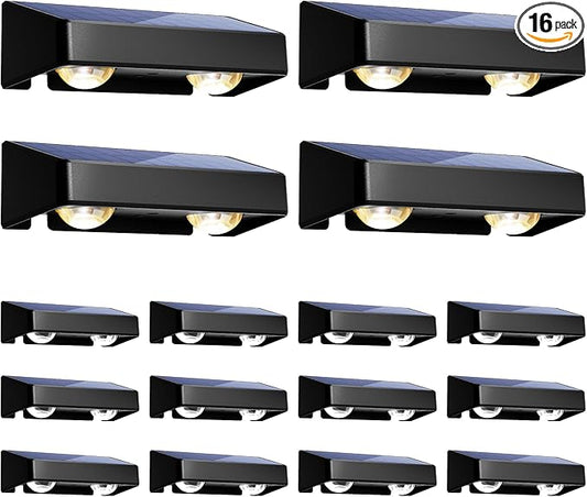 SOLPEX Solar Fence Lights Outdoor, 9 Fixed Colors ï¼ Color Changing Fence Solar Lights Outdoor Waterproof IP65, LED Deck Lighting for Backyard Wall Step Patio Railing Pool Porch (16 Pack)