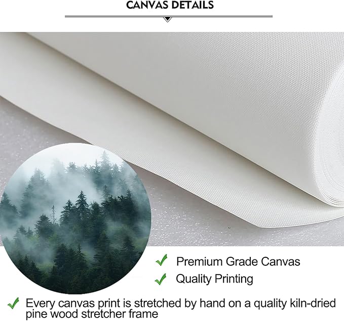 iKNOW FOTO XLarge 7 Panel Canvas Print Wall Art Misty and Fog Over Dark