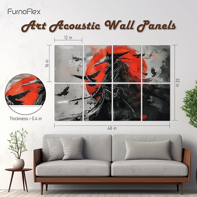 FurnoFlexArt Acoustic Panels Tiles Decorative Room Sound Proof Foam Absorbing