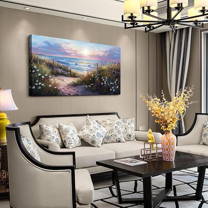 hyidecorart Canvas Wall Art For Living Room Wall DecorFor Bedroom Flower Beach