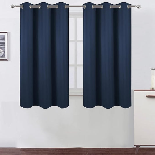 LEMOMO Navy Blue Blackout Curtains 42 x 54 Inch Length Set of 2 Panels Grommet