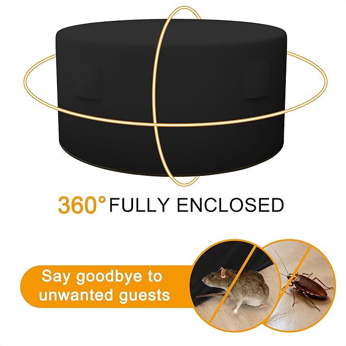 HDCAXKJ Round Patio Table Cover Waterproof Outdoor Dining Table and Chair Set Cover Heavy Duty Round Protector with Zipper Anti-Fading Cover for Outdoor Furniture (Black, 84"DIA x 39"H)