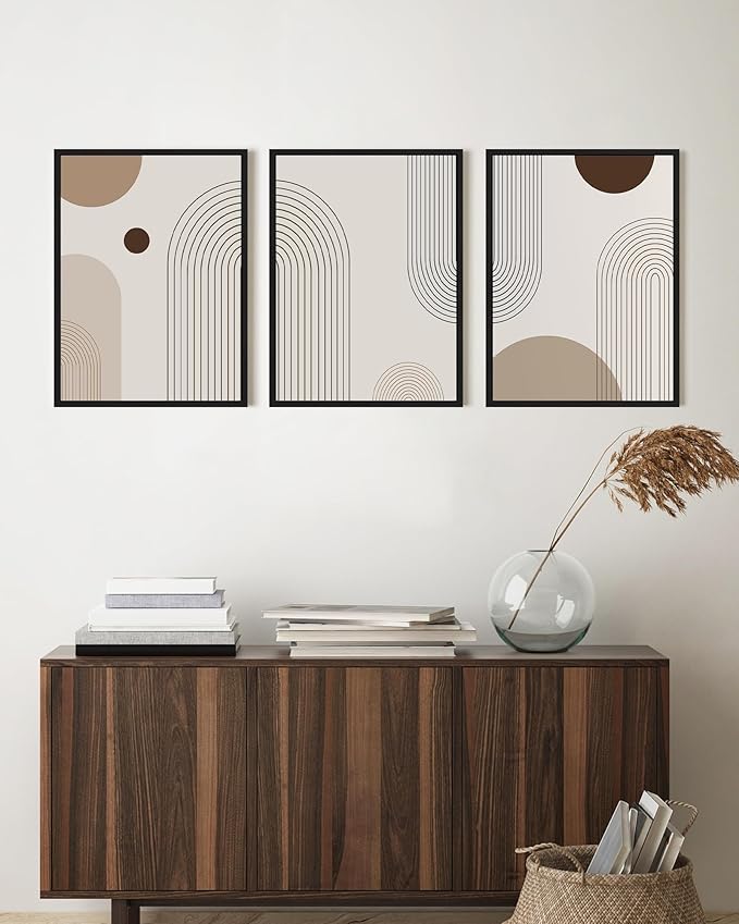 PHOPAGO Boho Wall Art Minimalist Bohemain Framed Wall Printing 11x14in Abstract