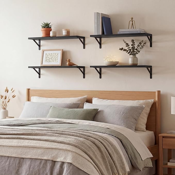 YGEOMER Floating Shelves for Wall, 23in Black Wall Shelves for Living Room