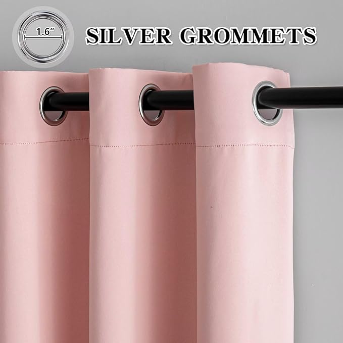 IGEMAEVE Gossamer Pink Curtains 84 Inch Length 2 Panels Set, Light Filtering