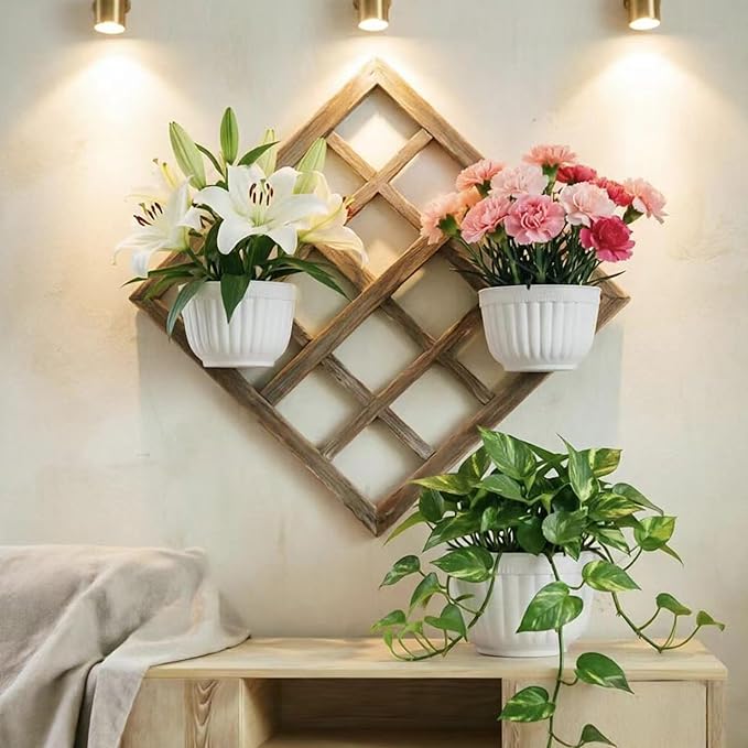 2 Pack White Plastic Wall Hanging Planters