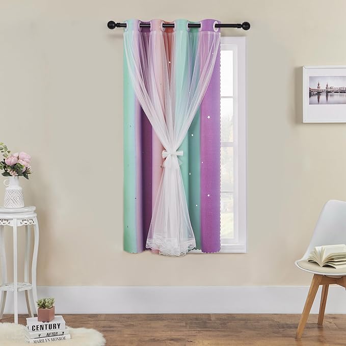 XiDi Unicorn Room Decor for Girls Bedroom, Window Drapes 42 Inchs Long 34
