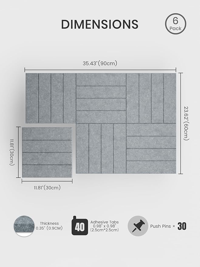 Bumusty Large Cork Board Alternative-36 x 24" Felt Bulletin Board Tiles
