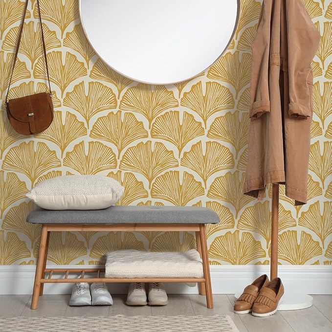 Tempaper x Novogratz Golden Mustard Feather Palm Removable Peel and Stick