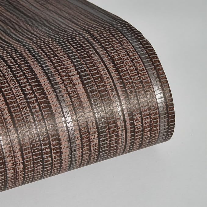 Tempaper Textured Brown & Metallic Silver Faux Grasscloth Removable Peel and