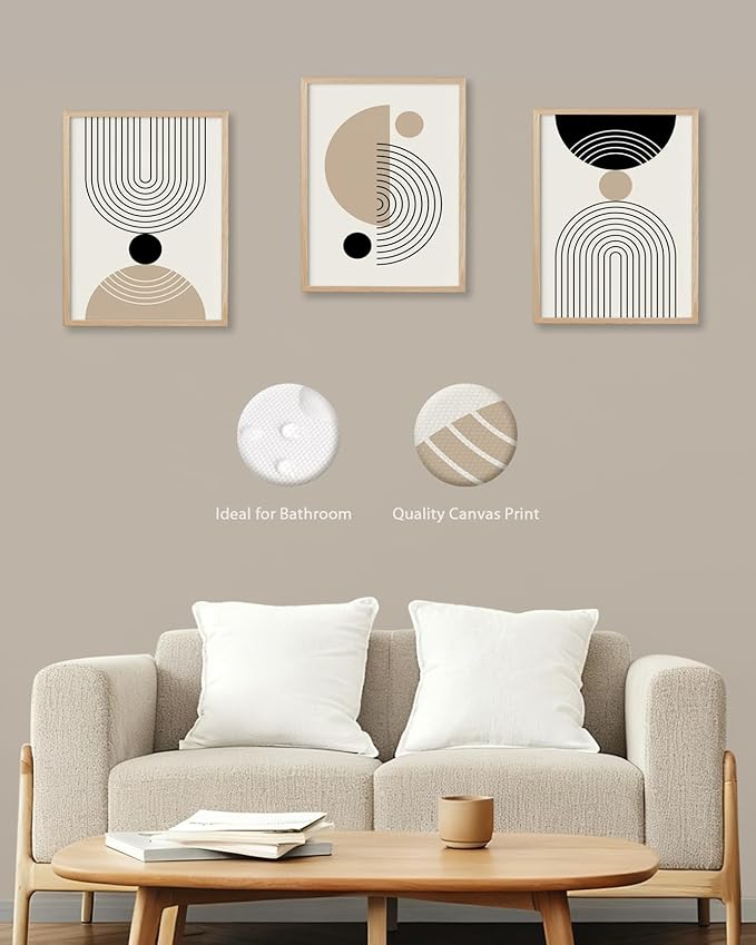 HesenDot Unframed Abstract Geometric Line Wall Art Set of 3, 12x16in Boho Mid