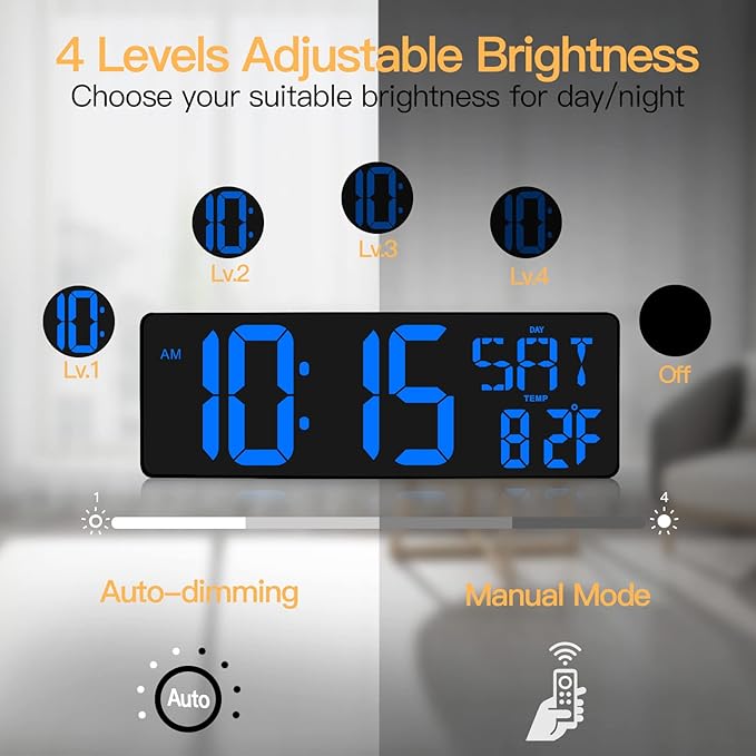 XREXS Large Digital Wall Clock