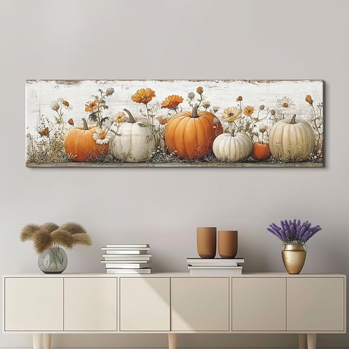 Large Pumpkin Wall Art Fall Wall Decor Farmhouse Kitchen Pictures Wall Decor