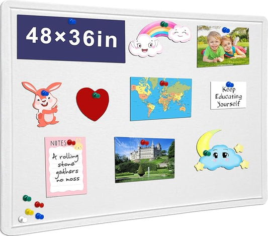 Large Bulletin Board, 48 X 36 inches Felt Board Notice Pin Board, Self-Adhesive