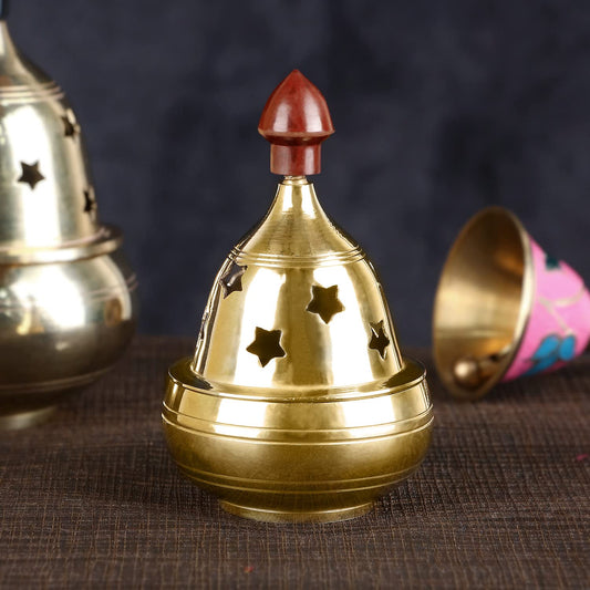 Craftsman Large Brass Akhand Diya Decorative Oil Lamp - Golden, Traditional Deepawali Pooja Deepak, Table Diya Tea Light Holder
