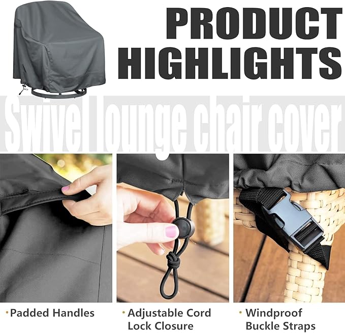 Outdoor Swivel Lounge Chair Cover 2 Pack,Waterproof Heavy Duty Outdoor Chair Covers, (33" W X 35" D X 38.5" H) Patio Furniture Cover for Swivel Patio Lounge Chair