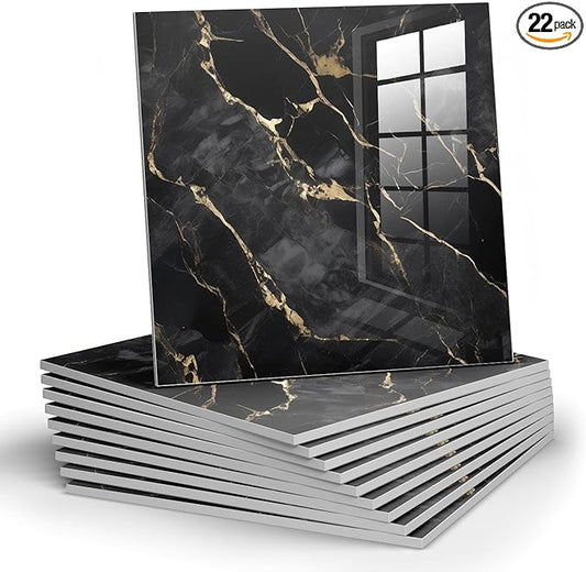 Chejiaye 22pcs Marble Peel and Stick Backsplash Waterproof Washroom Wall Panels