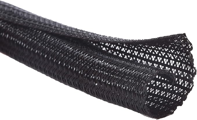 Alex Tech 25ft - 1.25 inch Cord Protector Wire Loom Tubing Cable Sleeve Split Sleeving for USB Cable Power Cord Audio Video Cable – Protect Cat from Chewing Cords - Black